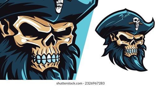 Skull Pirate Logo Mascot: Striking Illustration to Rally Sport and E-Sport Gaming Teams