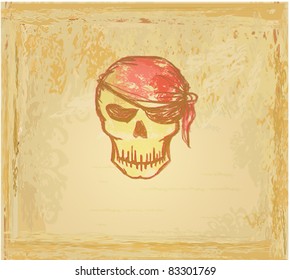 Skull Pirate - retro card