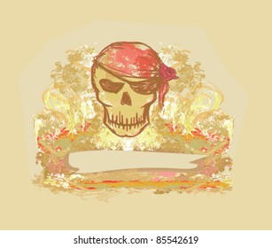 Skull Pirate - retro card