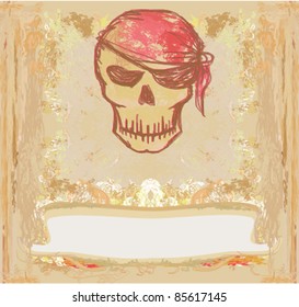 Skull Pirate - retro card