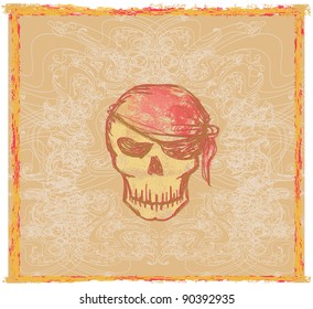 Skull Pirate - retro card