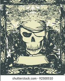 Skull Pirate - retro card