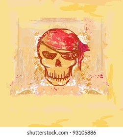 Skull Pirate - retro card