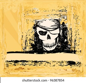 Skull Pirate - retro card