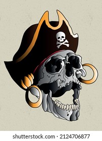 skull pirate tattoo neo traditional classical 