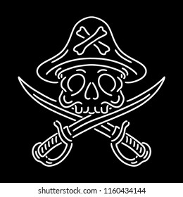 Skull Pirate Vector Black White