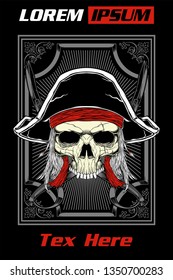 Skull pirate vector hand drawing Shirt designs  biker  dj  gentleman  barber   many others 
isolated   easy to edit  Vector Illustration    Vector 
