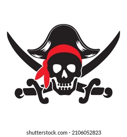 Ilustración del vector pirata Skull sobre fondo blanco