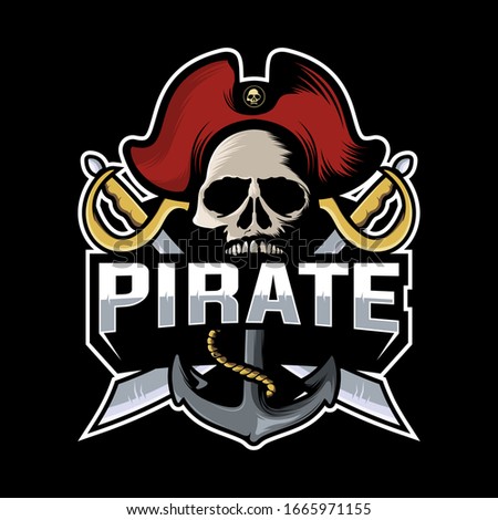 Skull pirate vector logo design
