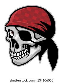 skull of pirate wearing a bandana