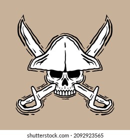 skull pirate,hand drawn illustrations. for the design of clothes, jackets, posters, stickers, souvenirs etc.