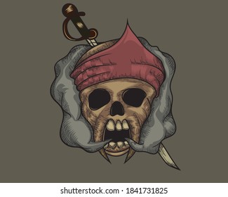 skull pirates bandana with sword 