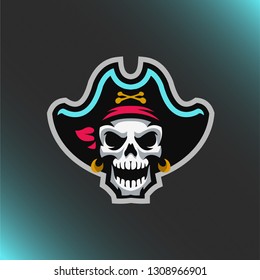 Skull Pirates Logo Mascot Vector Illustration 