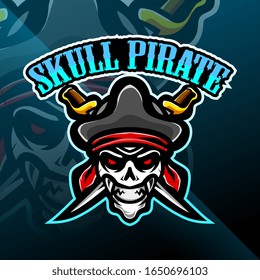 Skull pirates mascot gaming logo design