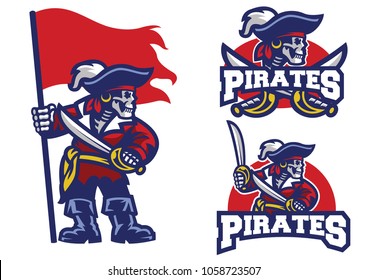 skull pirates mascot set