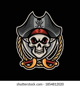 Skull pirates on black background
