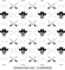 Skull Pirates sword pattern background vector