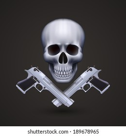 Skull with pistols. Vector illustration