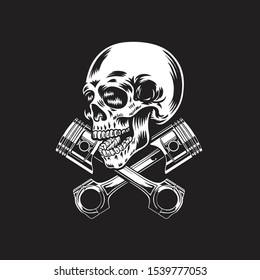 Skull with piston in a dark background