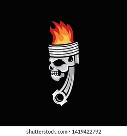 skull piston design logo template