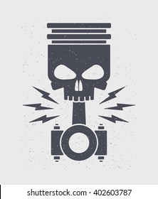 Skull piston. Piston emblem of the motorcycle club