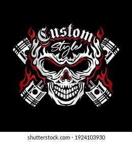 logotipo del vector del cráneo y del pistón