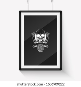 Skull with piston and wheel