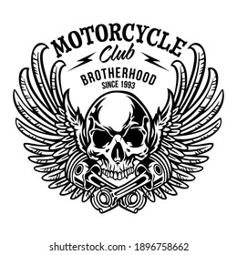 SKULL PISTON WINGED MOTORCYCLE CLUB EMBLEM