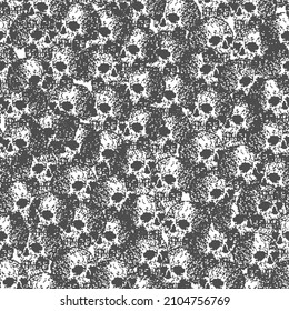 Skull pixel art pattern seamless. pixelated Skeleton head background. 8 bit vector ornament. Old video game graphics texture