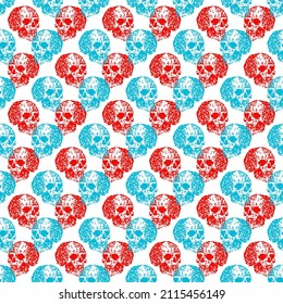Skull pixel art pattern seamless. pixelated Skeleton head background. 8 bit vector ornament. Old video game graphics texture