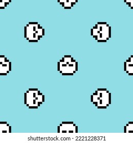 Skull Pixel art Pattern seamless. 8 bit skeleton head Background. pixelated texture