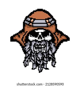 skull in pixel art style