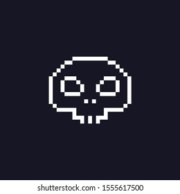 Skull Pixel Icon, 8 bit dead symbol vector design. Great for mobile app, web design, banner, game, etc