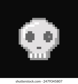 Skull, pixel item for game interface. Skull magic game element. Skull 8 bit resource.