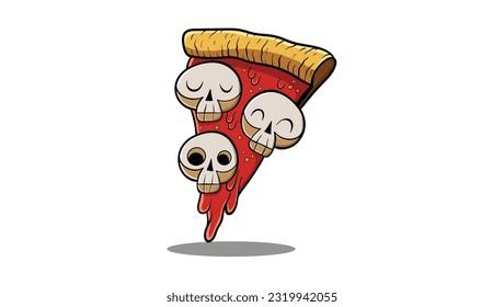 Plantilla de diseño vectorial abstracto del logotipo de Skull Pizza Slice
