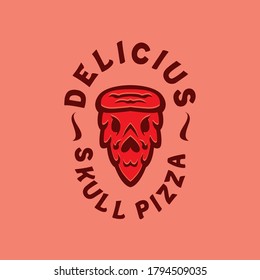 skull pizza vintage illustration vector tshirt design