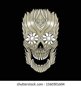 Skull Plant Horror Graphic Illustration Vector Art T-shirt Design