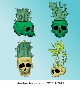 skull plant pack vector