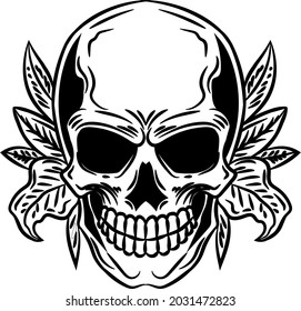 Cráneo con ilustración vectorial de planta
