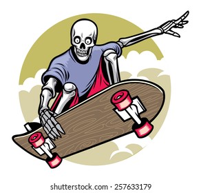 skull playing skateboard