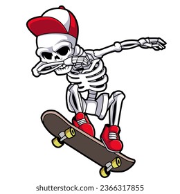 Skull playing skateboard with t-shirt design