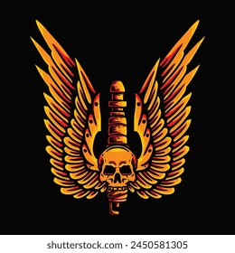 Skull Plug Motorcycle Illustration Vector Design