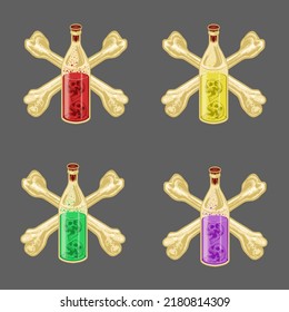 Skull Poison caharacter Set Vector Illustration