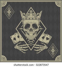 skull poker card  vector