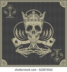 skull poker card  vector
