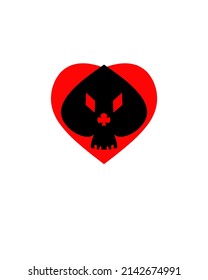 Skull and poker logo combination one concept 