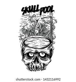 Skull Pool Black and White Illustration