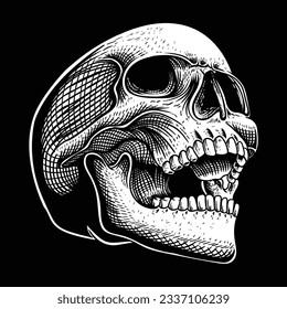Skull position facing obliquely up vector illustration for your company or brand