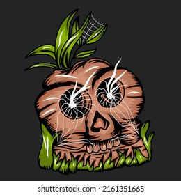 Skull pot vector art illustration