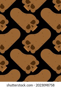 Skull Potato pattern seamless. potatoes skeleton background. Deadly scary vegetable vector texture